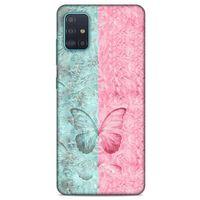 Samsung Galaxy A51 Kılıf Kelebek Etkisi (30) Silicone Case Turkuaz Pembe