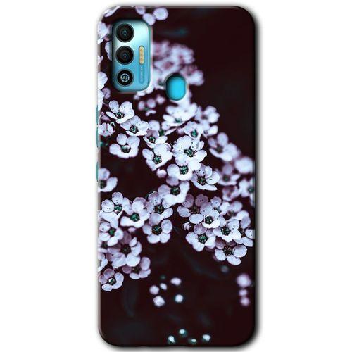 Tecno Spark 7T Kılıf HD Desen Baskılı Arka Kapak - Beyaz Çiçek