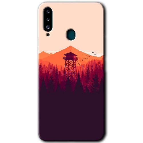 Samsung Galaxy A20s Kılıf Baskılı Kapak - Gözlem Kulesi + 5D Tam Kaplayan Cam