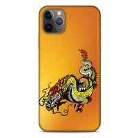 Apple Iphone 11 Pro Max Kılıf Dragons (28) Arka Kapak Tatoo Sarı Ejderha