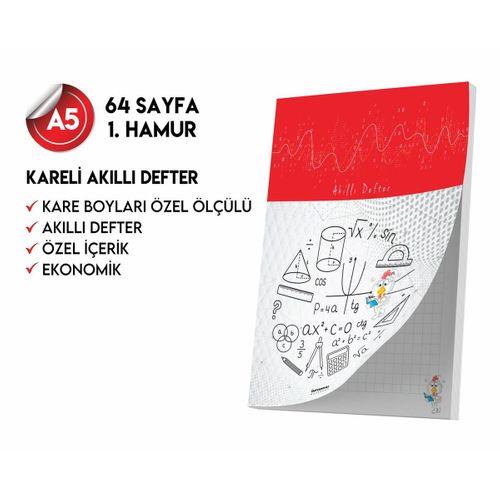 Kareli Not Defteri 64 Sayfa Akıllı Defter Tekli A5 Tam Beyaz Tekli