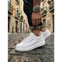 BA0310 BOA Kalın Yüksek Taban Fermuarlı Beyaz Erkek Ayakkabı