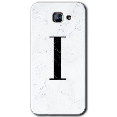 Galaxy A8 2016 Kılıf HD Desen Baskılı Arka Kapak - Beyaz Mermer Desenli I Harfi + Kırılmaz Cam