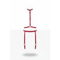 Kırmızı Harness Takım Suni Deri O Halka Detaylı Vücut Aksesuarı - Brf230