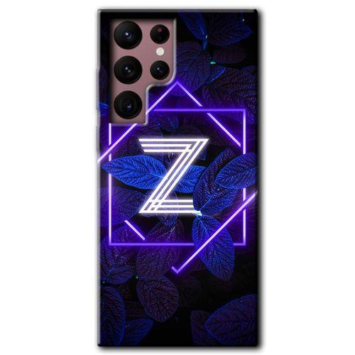 Samsung Galaxy S22 Ultra HD Baskılı Kılıf + 9D Tam Ekran Koruyucu - Dark Neon Yaprak Z Harfi