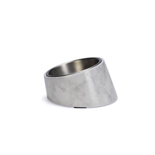 Beeztees DBL Kedi Mama Su Kabı, Paslanmaz Çelik, Beyaz Mermer Görünümlü, 14,5x3,3x7,6cm, 160ml