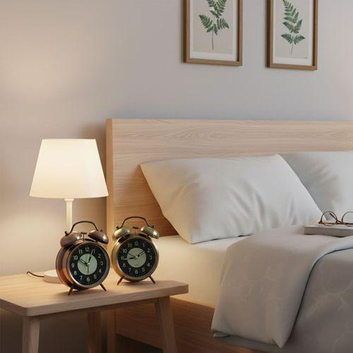 Yuvarlak Metal Çalar Saat 10 cm - Pilli Işıklı Fosforlu