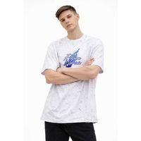 Erkek Asit Yıkamalı Oversize Tişört Future Worlds Baskılı Bisiklet Yaka Kısa Kollu Streetwear %100 Pamuk Street Style T-Shirt - Beyaz