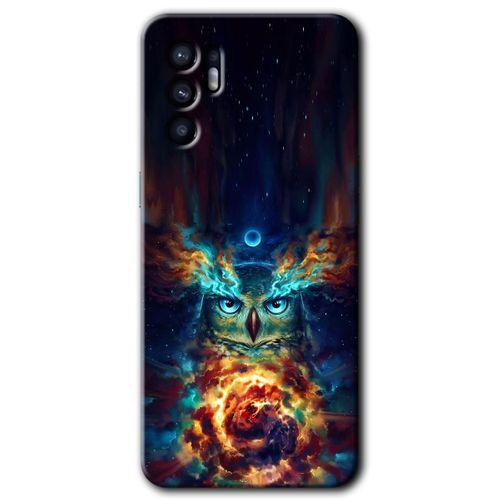 Oppo Reno 6 Kılıf HD Desen Baskılı Arka Kapak + Temperli Cam - Ballı Baykuş