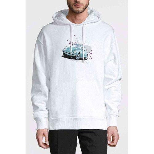 Tosba Baskılı Beyaz Erkek Kapşonlu Sweatshirt