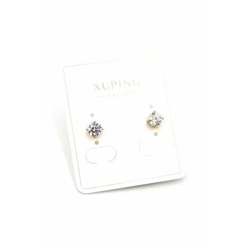 Orta Boy Tek Taş Küpe - Altın