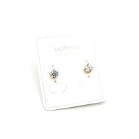 Orta Boy Tek Taş Küpe - Altın