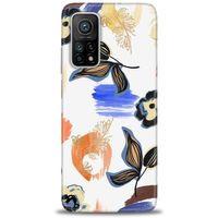 Xiaomi Mi 10T Pro Kılıf HD Baskılı Kılıf - Mavi Yapraklar + Tam Ekran Koruyucu