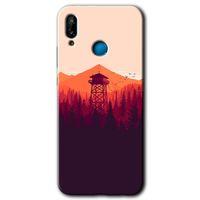 Huawei P20 Lite Kılıf Baskılı Kapak - Gözlem Kulesi + 5D Tam Kaplayan Cam