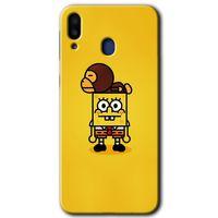 MRCİLETİSİM Samsung Galaxy M10s Kılıf HD Desen Baskılı Arka Kapak + Temperli Cam - Sünger Bob