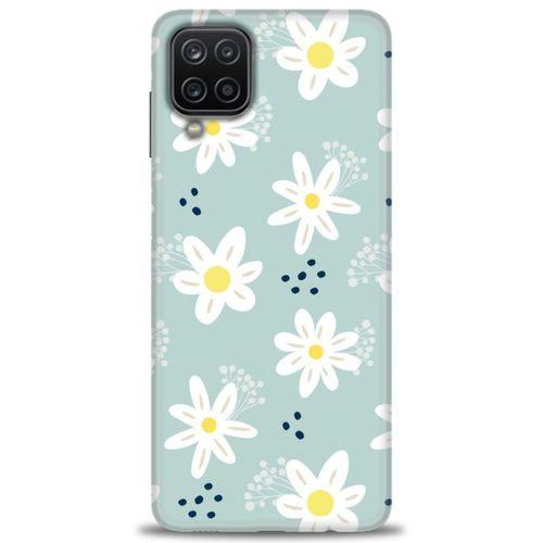 Samsung Galaxy A12 Kılıf HD Baskılı Kılıf - Papatyalar + Tam Ekran Koruyucu