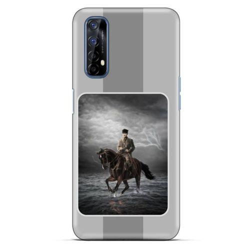 Oppo Realme 7 Kılıf Atatürk (39) Liquid Crystal Kılıf Gri Şerit