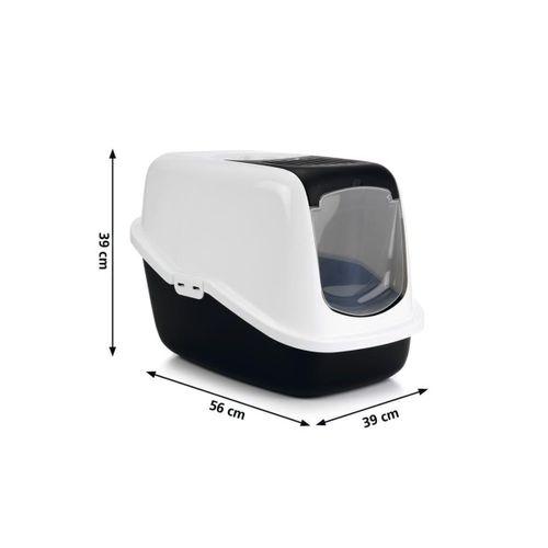 Beeztees Kapalı Kedi Tuvaleti, Koku Filtreli, Siyah Beyaz, 56x39x39cm