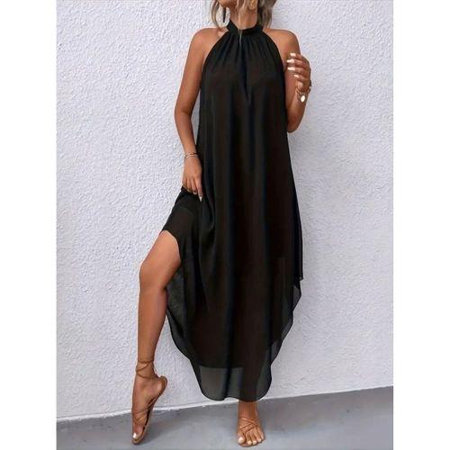 Kadın Omuzlardan Açık Daire Yakalı Astarlı şifon Elbise