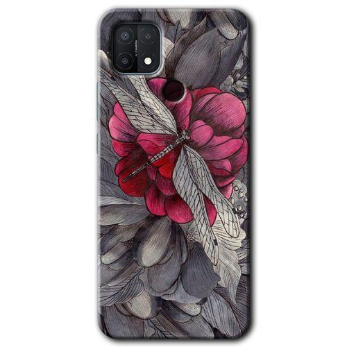 MRCİLETİSİM Oppo A15s Kılıf Baskılı Kapak - kelebek Ömrü + 5D Tam Kaplayan Cam