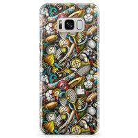 Samsung Galaxy S8 Kılıf Basket Futbol Doodle Arka Kapak Koruma Desenli Full Koruyucu