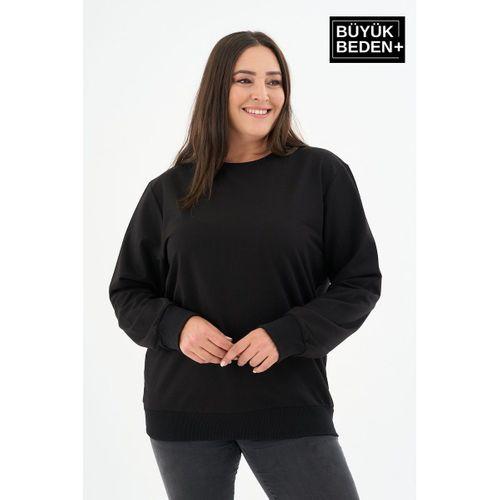 Kadın Büyük Beden Bisiklet Yaka İnce Sweatshirt – Regular Fit %64 Pamuklu SPR26BSWk956