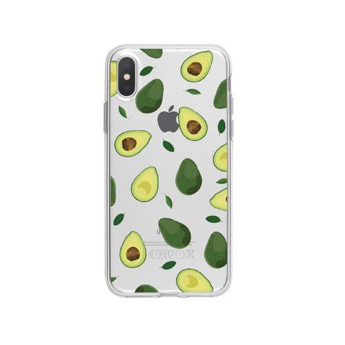 iPhone X Avokado Desenli Premium Şeffaf Silikon Kılıf
