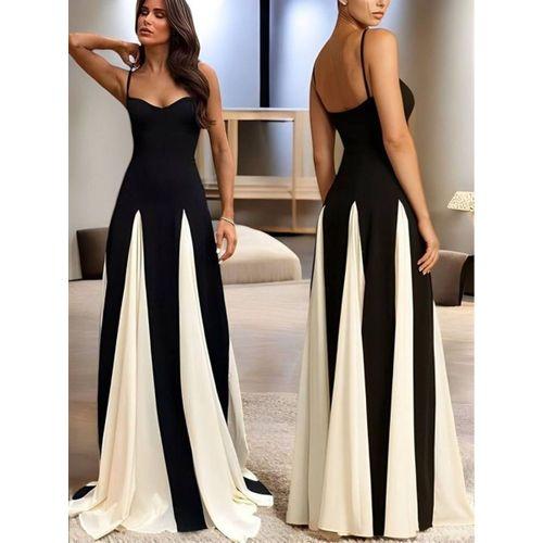 Kadın Eteği Parçalı Sıfır Kol Maxi Elbise