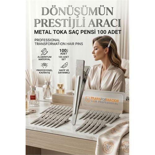 100'lü Profesyonel Alüminyum Saç Pensi Seti Metal Toka Saç Pensi  718289