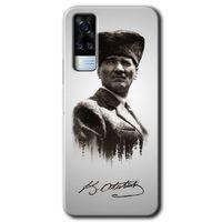 Vivo Y51 Kılıf HD Desen Baskılı Arka Kapak - Mustafa Kemal Atatürk + Kırılmaz Cam