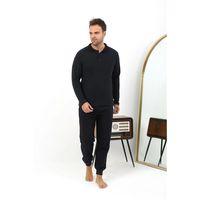 Erkek Polo Yaka Uzun Kol Penye Pijama Takımı Lacivert