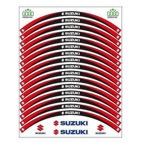 SEVGENT Kırmızı Siyah Suzukı Uyumlu Reflektörlü 1 Set Jant Şeridi
