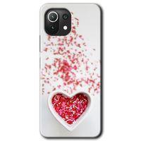 MRCİLETİSİM Xiaomi Mi 11 Lite Kılıf Baskılı Kapak - Kalpli Şekerleme + 5D Tam Kaplayan Cam