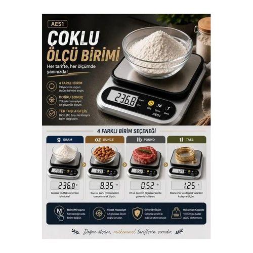 Dijital Mutfak Ve Kahve Tartısı Hassas Gram Terazisi Paslanmaz Çelik Lcd Ekran Çoklu Ölçüm G/oz 10 Kg Kapasite