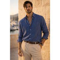 Bien Pamuk Keten Erkek Gömlek - Lacivert