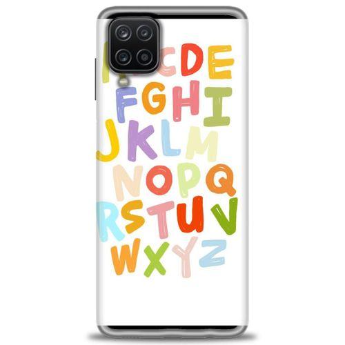 Samsung Galaxy A12 Kılıf HD Baskılı Kılıf - Alfabe + Tam Ekran Koruyucu