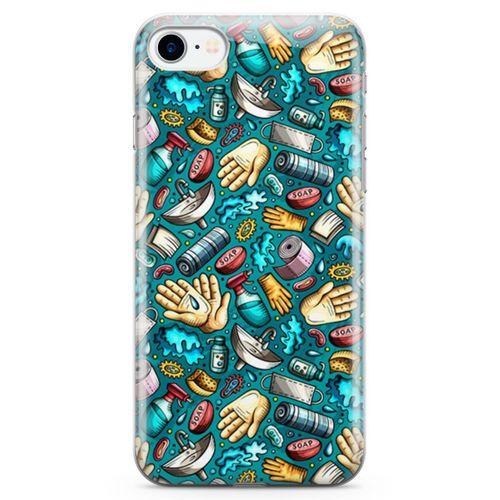 Apple iPhone 8 Kılıf Deodorant Sabun Doodle Arka Kapak Koruma Desenli Full Koruyucu