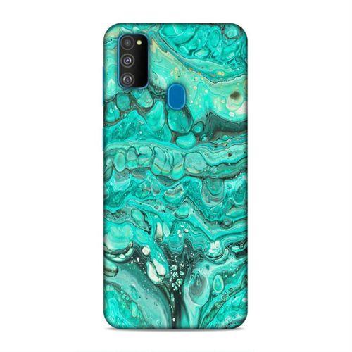 Samsung Galaxy M30s Kılıf Su Yesili Mermer Arka Kapak Silikon Koruma Full Koruyucu