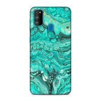 Samsung Galaxy M30s Kılıf Su Yesili Mermer Arka Kapak Silikon Koruma Full Koruyucu