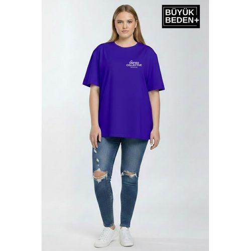 Süperlife Kadın Büyük Beden Unified Collective Baskılı 3xl-6xl Bisiklet Yaka Tshırt SPR26BTSK510-10