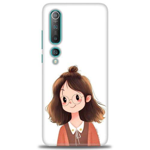 Xiaomi Mi 10 Kılıf HD Baskılı Kılıf - Tatlı Kız + Tam Ekran Koruyucu