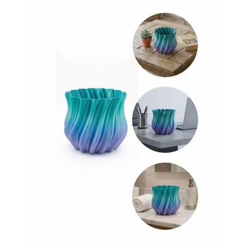 Mavi Degrade Kıvrımlı 3d Vazo Minimal Modern Ev Dekoru