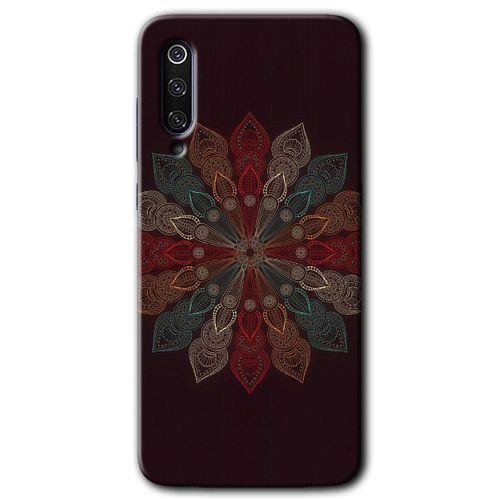 Xiaomi Mi 9 Kılıf HD Desen Baskılı Arka Kapak - Mandala Flower Wal + Kırılmaz Cam