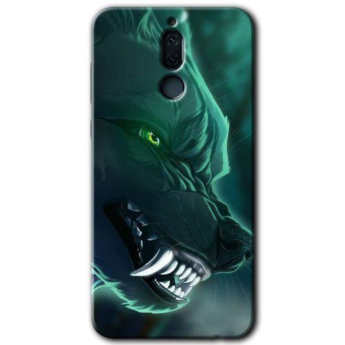 Potkal Hediye Fabrikası Huawei Mate 10 Lite HD Baskılı Kılıf + 9D Tam Ekran Koruyucu - Yeşil Kurt