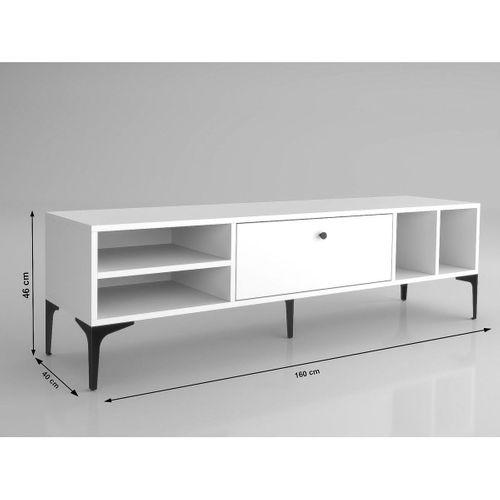 Wood'n Love Milan Tv Ünitesi Minifiks Bağlantı , Dolap Metal Ayak - Beyaz / Siyah