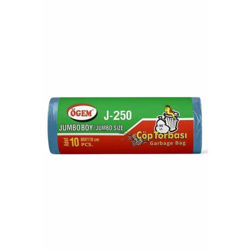 J-250 Jumbo Boy Çöp Torbası 80 x 110 cm 10 Lu Rulo x 1 Paket = 10 Adet (Mavi)