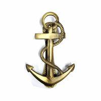 Antika Tarz Dekoratif Pirinç Halatlı, Çapa, Denizci, Gemici Kapı Tokmağı, Taktak - 170x60mm, Sarı