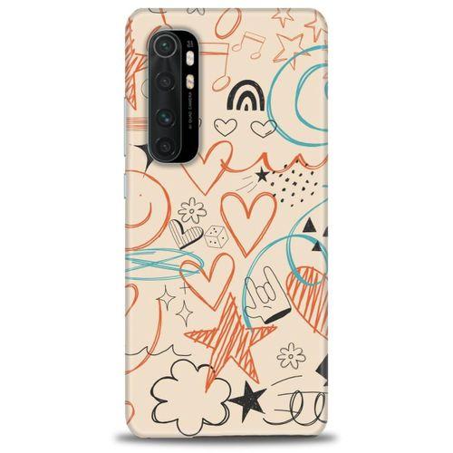 Xiaomi Mi Note 10 Lite Kılıf HD Baskılı Kılıf - Notalar Turuncu + Tam Ekran Koruyucu