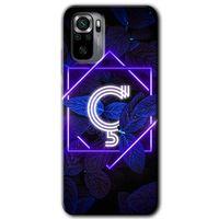 Xiaomi Redmi Note 10 HD Baskılı Kılıf + 9D Tam Ekran Koruyucu - Dark Neon Yaprak Ç Harfi