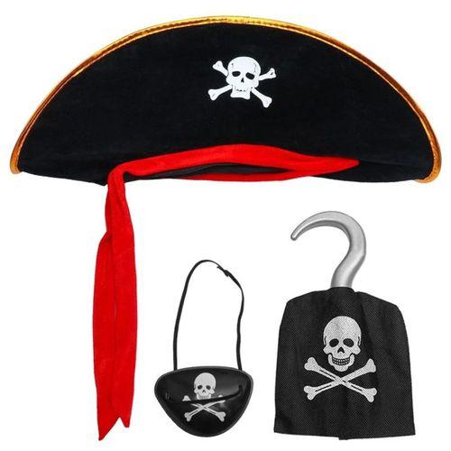 Kadife Kaptan Jack Korsan Şapkası Korsan Eli Ve Korsan Göz Maskesi Çocuk Boy